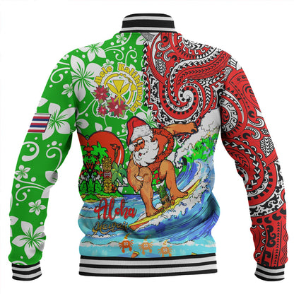 Hawaii Baseball Jacket Mele Kalikimaka & Hauoli Makahiki Hou Hawaiian Tatau Christmas