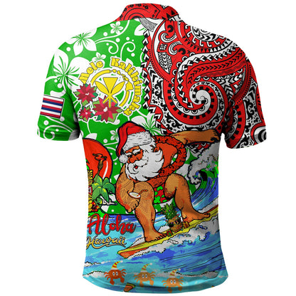 Hawaii Polo Shirt Mele Kalikimaka & Hauoli Makahiki Hou Hawaiian Tatau Christmas
