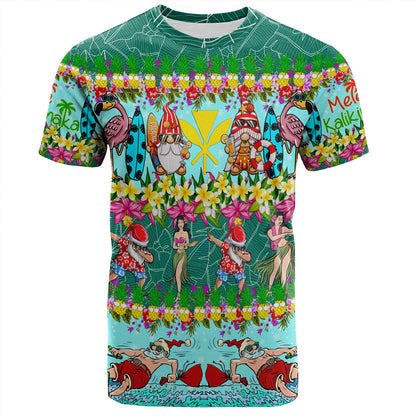 Hawaii T-Shirt Dabbing Santa Hula Dance Tropical Gnomes Aloha Mele Kalikimaka Christmas