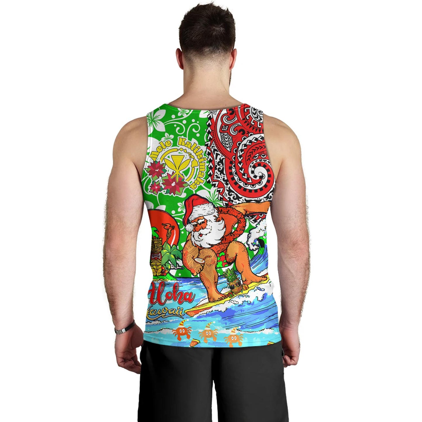 Hawaii Tank Top Mele Kalikimaka & Hauoli Makahiki Hou Hawaiian Tatau Christmas
