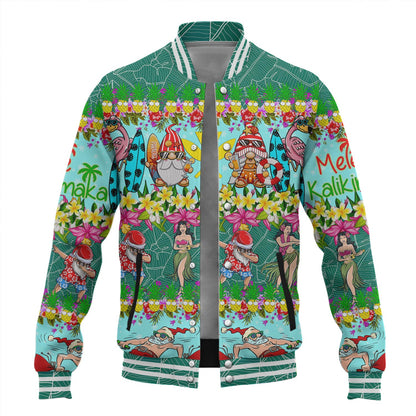 Hawaii Baseball Jacket Dabbing Santa Hula Dance Tropical Gnomes Aloha Mele Kalikimaka Christmas