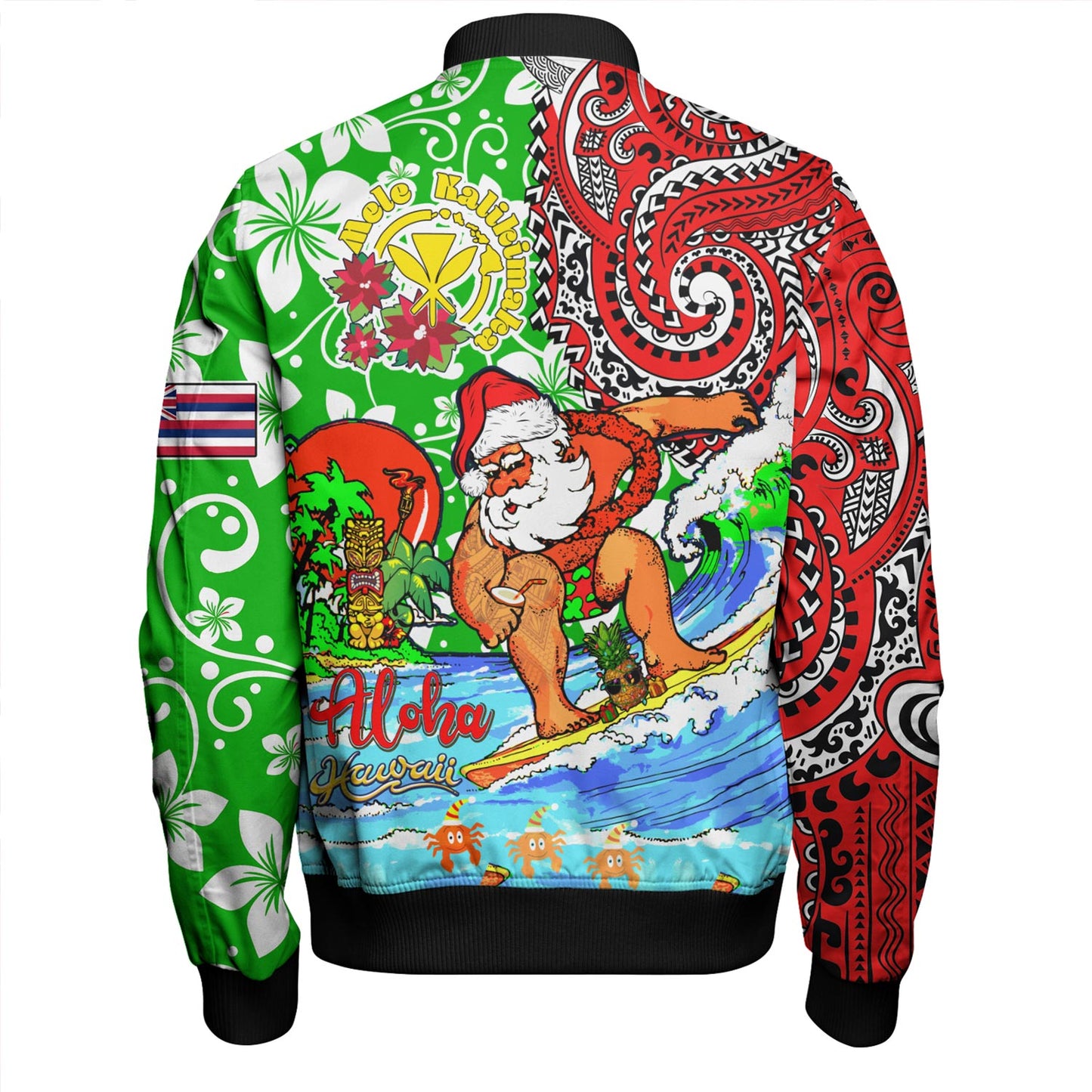 Hawaii Bomber Jacket Mele Kalikimaka & Hauoli Makahiki Hou Hawaiian Tatau Christmas