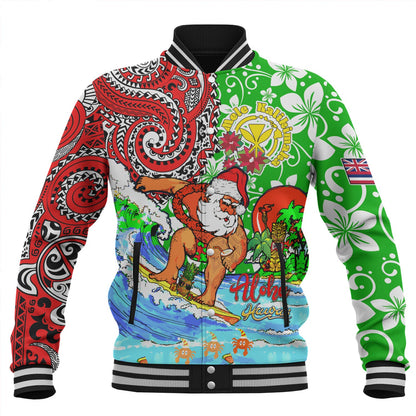 Hawaii Baseball Jacket Mele Kalikimaka & Hauoli Makahiki Hou Hawaiian Tatau Christmas