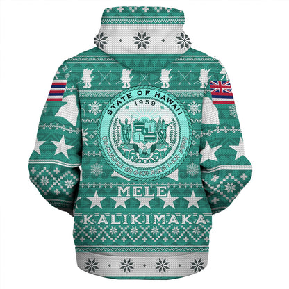 Hawaii Sherpa Hoodie Custom Ugly Gnome Packing Out a Unicorn Hawaiian Christmas