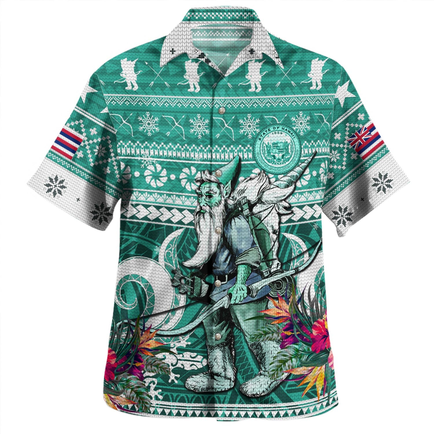 Hawaii Hawaiian Shirt Custom Ugly Gnome Packing Out a Unicorn Hawaiian Christmas