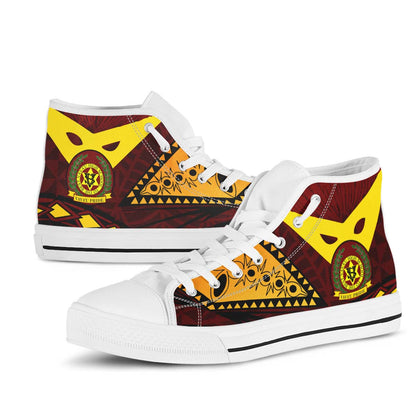 Tonga High Top Shoes - Vava'u High Shool Tonga with Polynesian Patterns