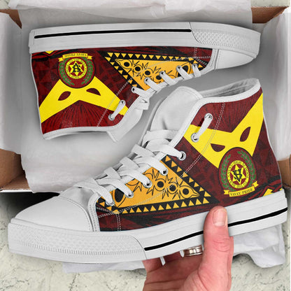 Tonga High Top Shoes - Vava'u High Shool Tonga with Polynesian Patterns