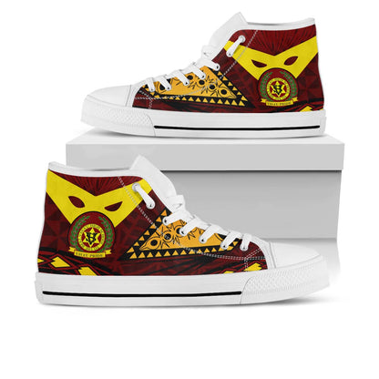 Tonga High Top Shoes - Vava'u High Shool Tonga with Polynesian Patterns