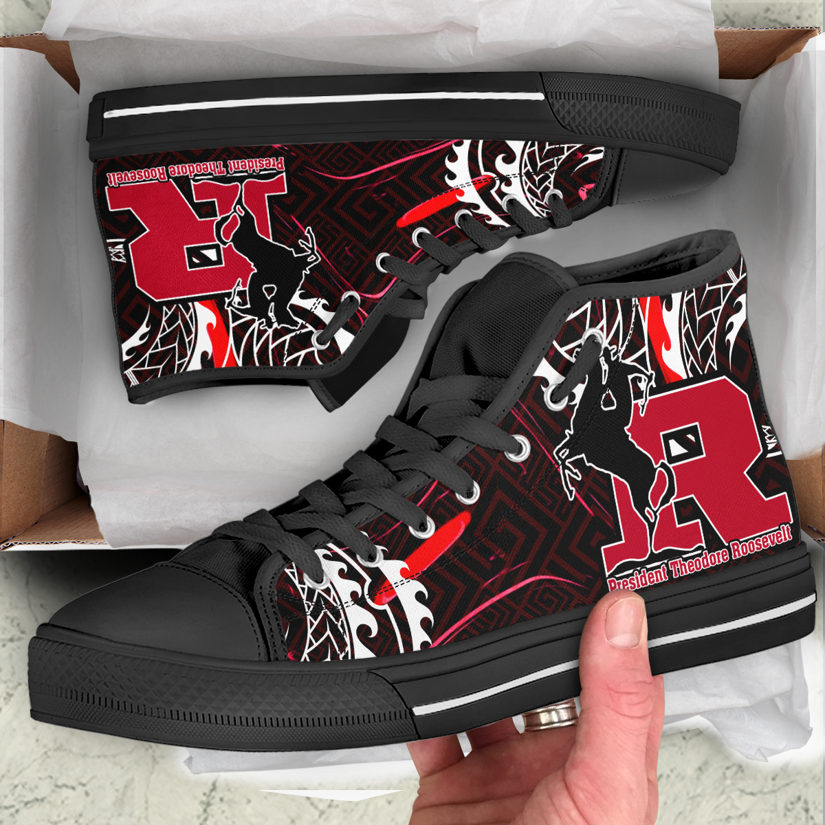 Hawaii High Top Shoes - President Theodore Roosevelt High School Polynesian Pattern