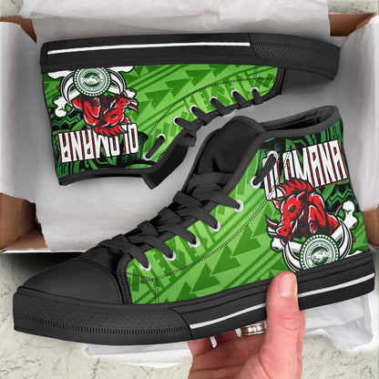 Hawaii High Top Shoes - Olomana High & Intermediate School Polynesian Pattern