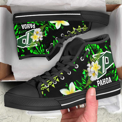 Hawaii High Top Shoes - Pahoa High & Intermediate School Polynesian Pattern