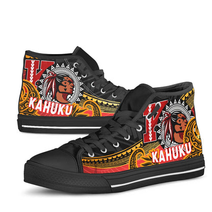Hawaii High Top Shoes - Kahuku High & Intermediate School Polynesian Pattern