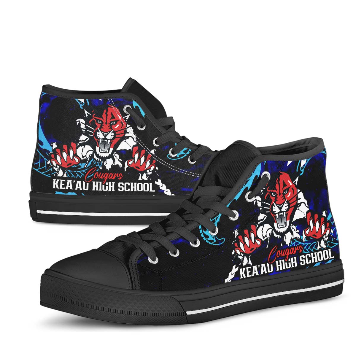 Hawaii High Top Shoes - KeaÃŠÂ»au High School Polynesian Tribal Pattern Art