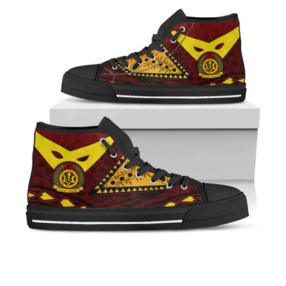 Tonga High Top Shoes - Vava'u High Shool Tonga with Polynesian Patterns