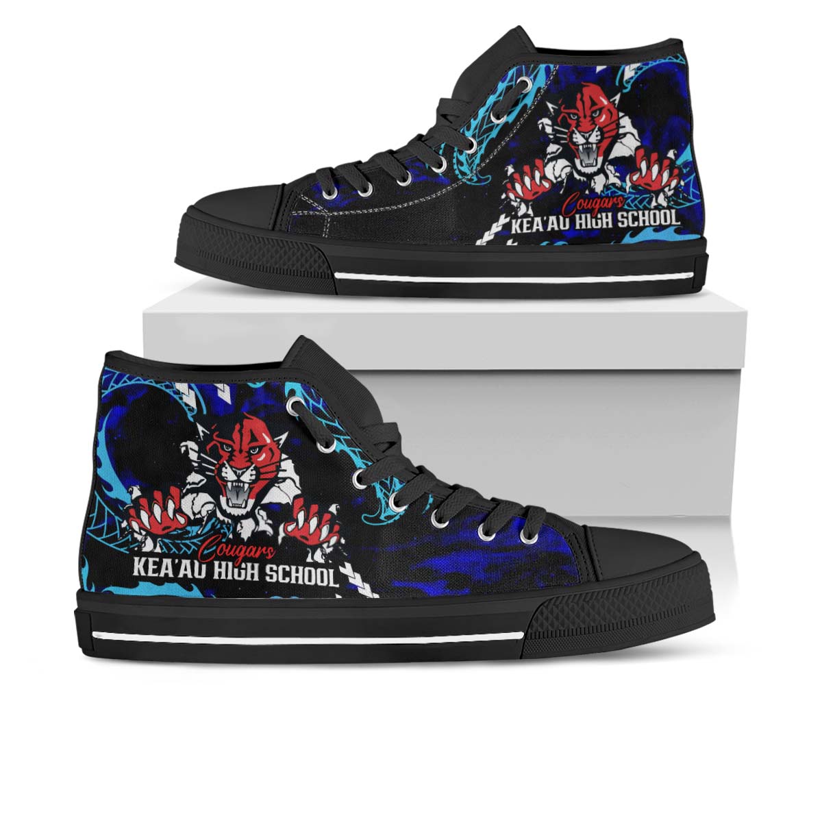 Hawaii High Top Shoes - KeaÃŠÂ»au High School Polynesian Tribal Pattern Art