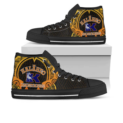 Hawaii High Top Shoes - Kalaheo High School Polynesian Tribal Pattern