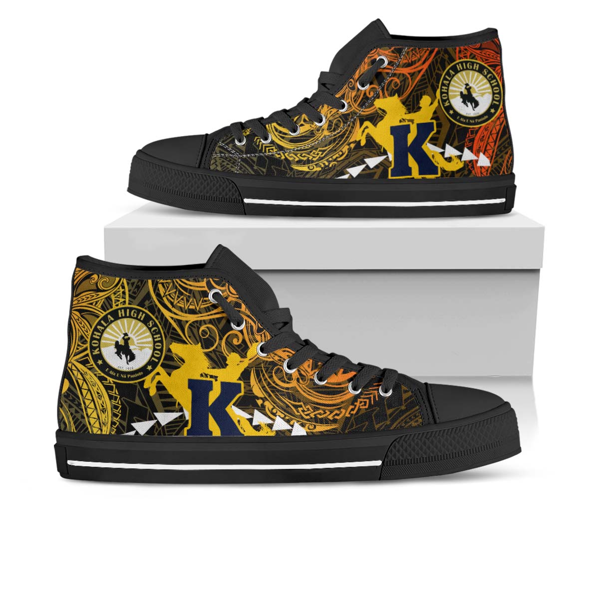 Hawaii High Top Shoes - Kohala High School Polynesian Tribal Pattern