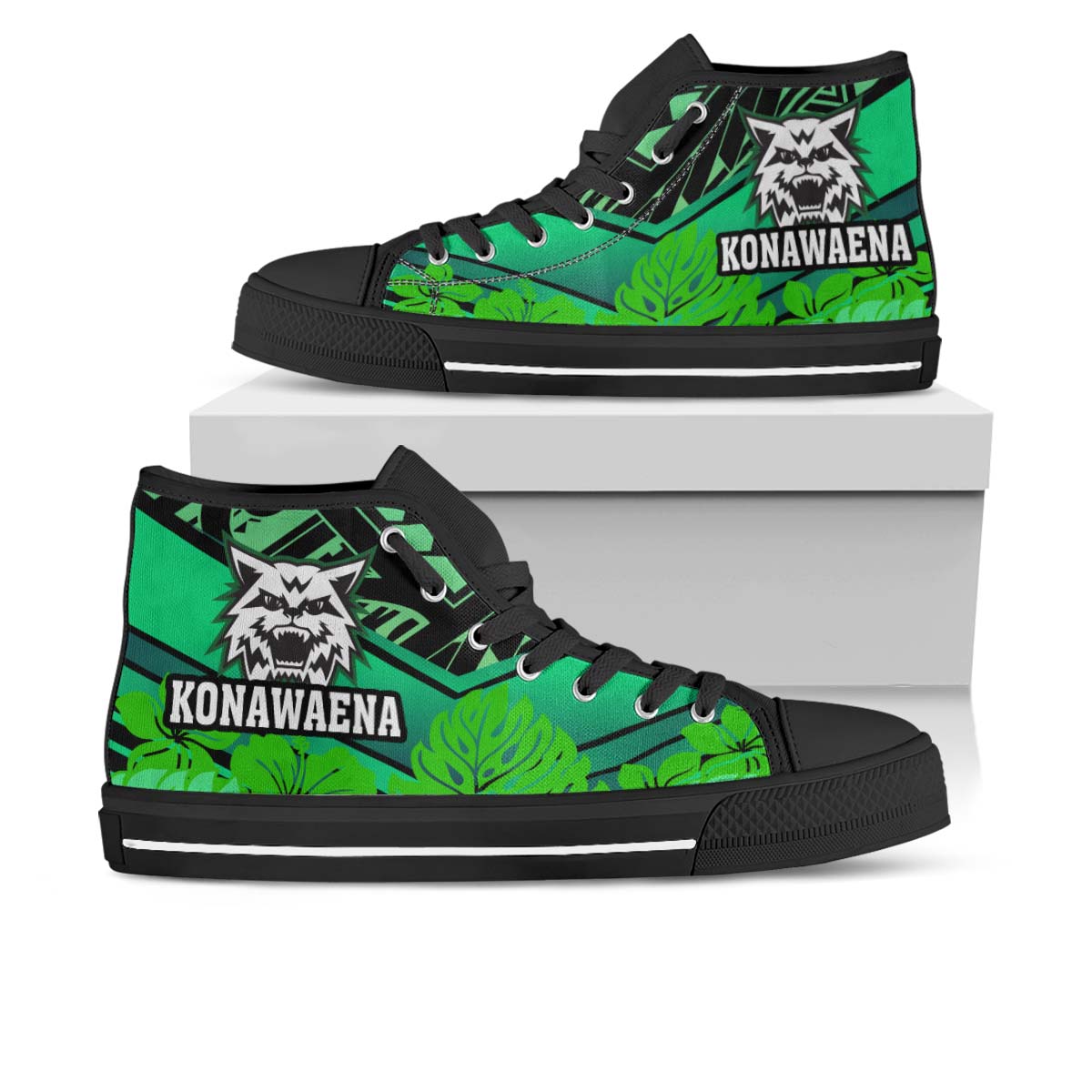Hawaii High Top Shoes - Konawaena High School Polynesian Tribal Pattern