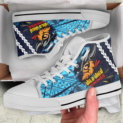Hawaii High Top Shoes - Hilo High School Polynesian Viking Tribal Pattern