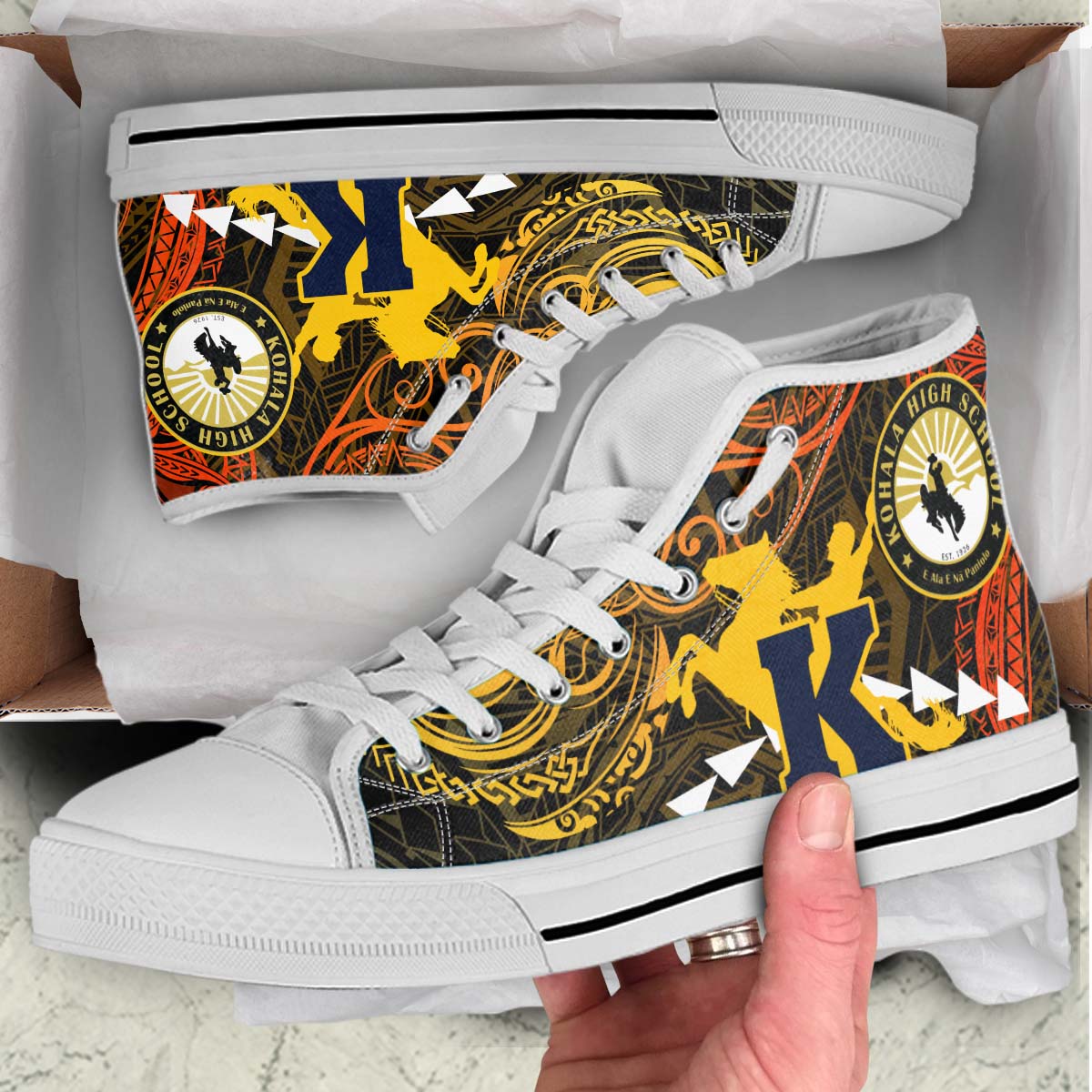 Hawaii High Top Shoes - Kohala High School Polynesian Tribal Pattern