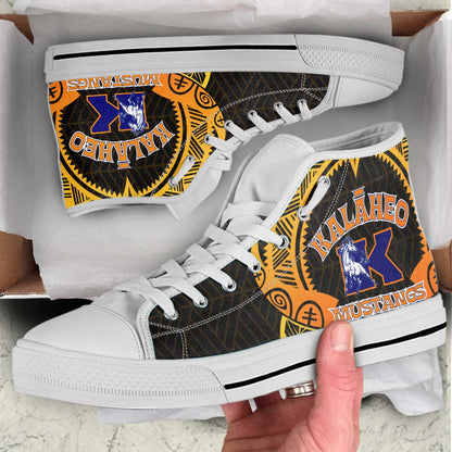 Hawaii High Top Shoes - Kalaheo High School Polynesian Tribal Pattern