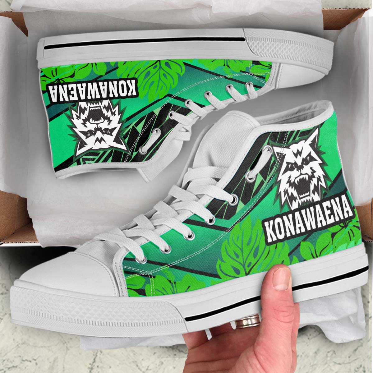 Hawaii High Top Shoes - Konawaena High School Polynesian Tribal Pattern