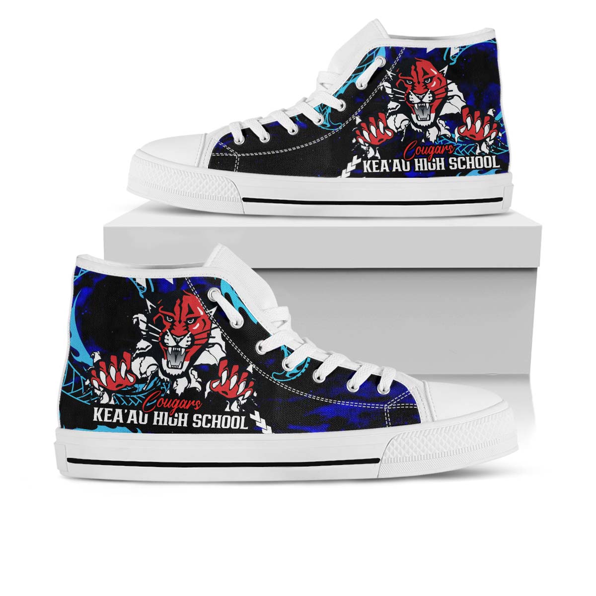 Hawaii High Top Shoes - KeaÃŠÂ»au High School Polynesian Tribal Pattern Art