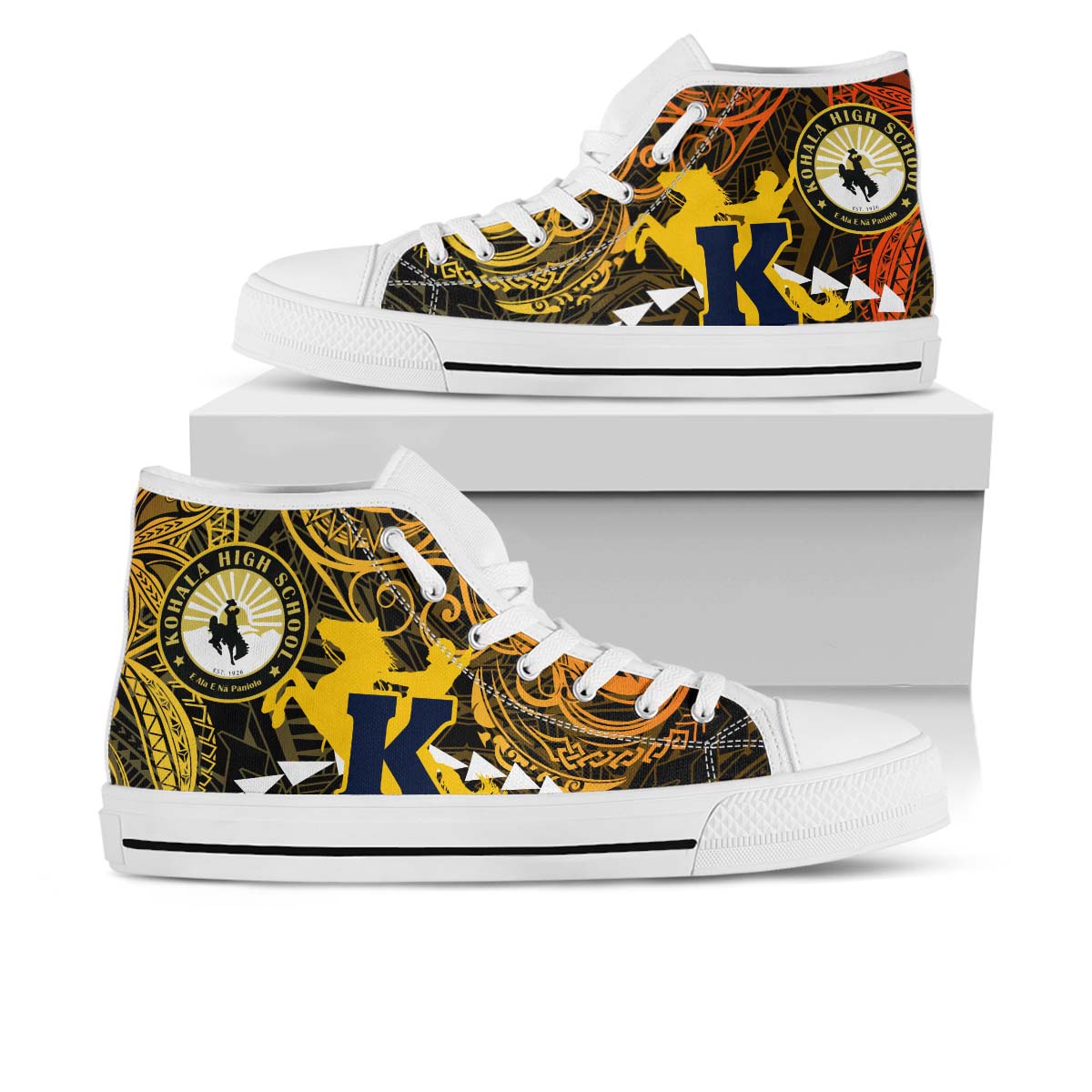 Hawaii High Top Shoes - Kohala High School Polynesian Tribal Pattern