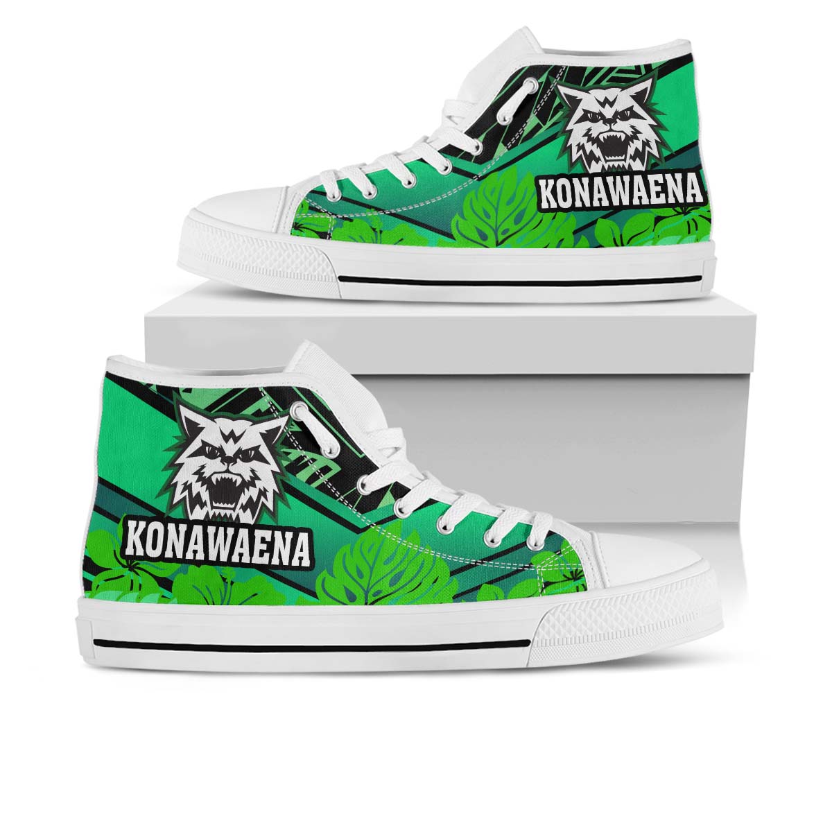 Hawaii High Top Shoes - Konawaena High School Polynesian Tribal Pattern