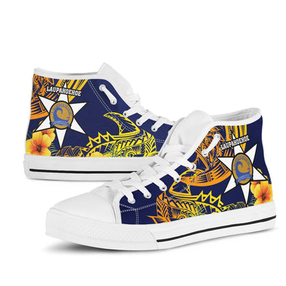Hawaii High Top Shoes - Laupahoehoe Community Public Charter School Polynesian Pattern