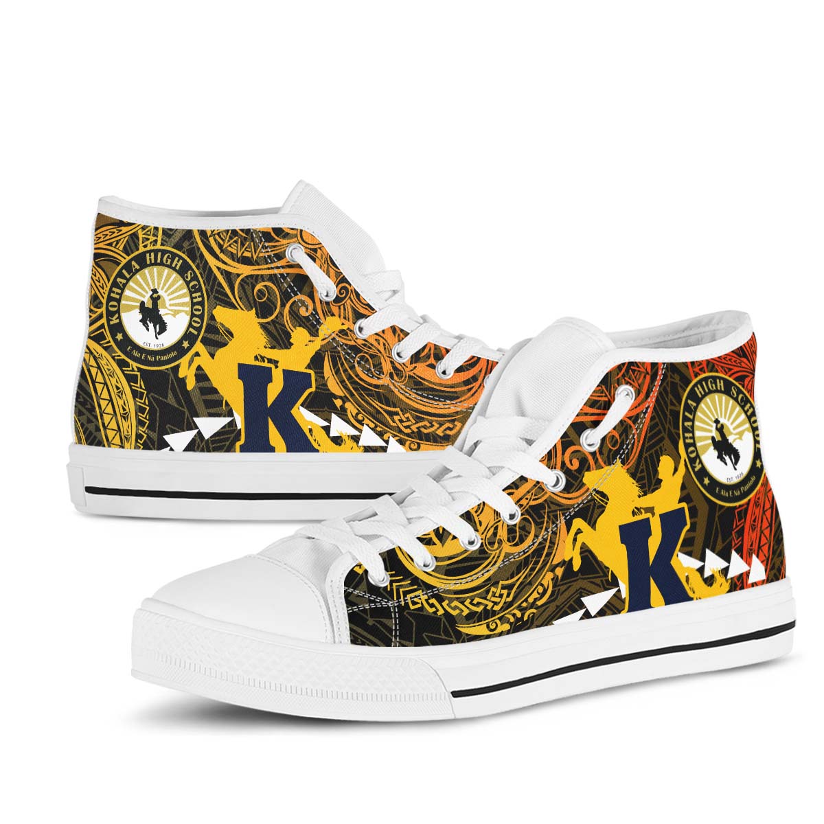 Hawaii High Top Shoes - Kohala High School Polynesian Tribal Pattern