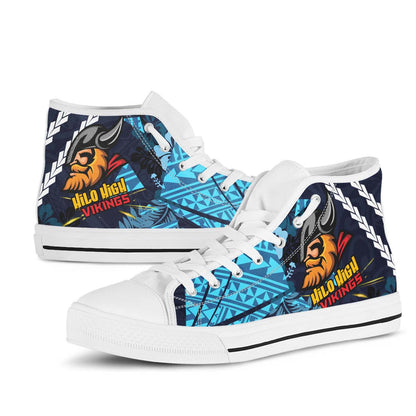 Hawaii High Top Shoes - Hilo High School Polynesian Viking Tribal Pattern