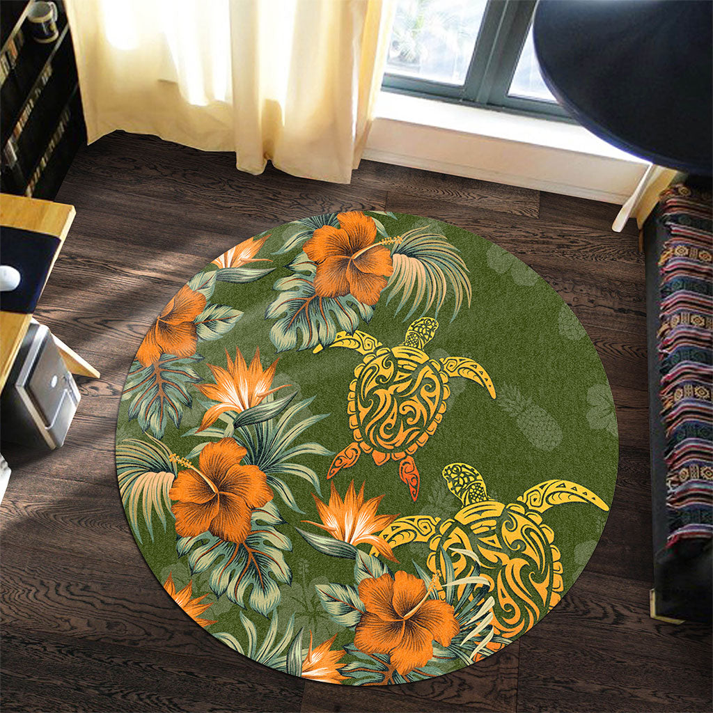Polynesian Round Rug Polynesian Tropical Summer