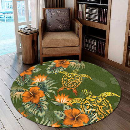 Polynesian Round Rug Polynesian Tropical Summer