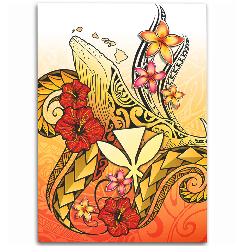 Hawaii Area Rug Humpback Whale with Hibiscus Plumeria