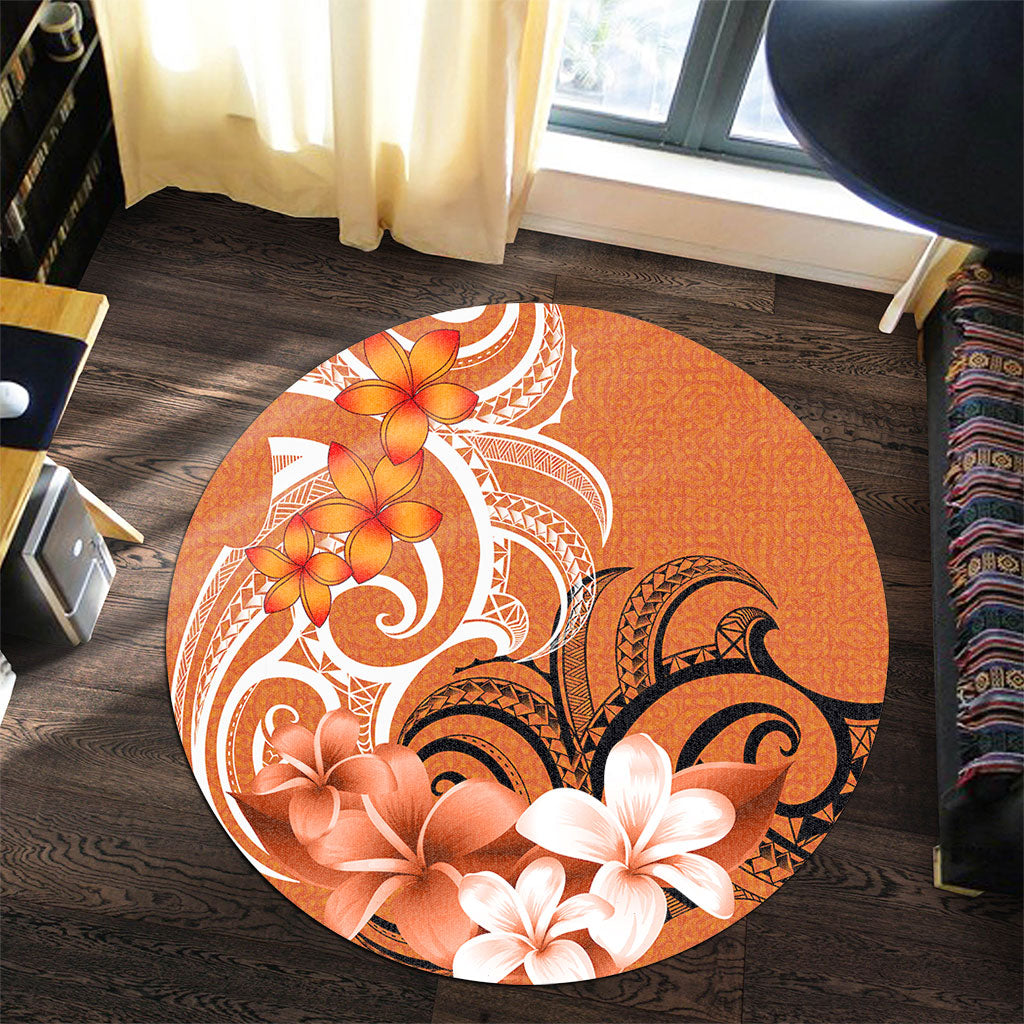 Polynesian Round Rug Polynesian Floral Spirit Orange