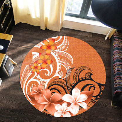 Polynesian Round Rug Polynesian Floral Spirit Orange