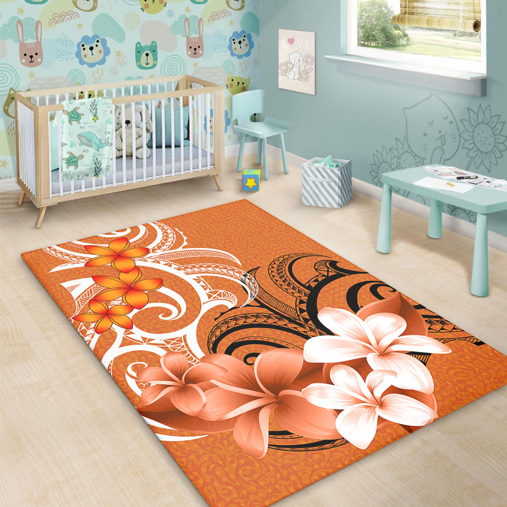 Polynesian Area Rug Polynesian Floral Spirit Orange