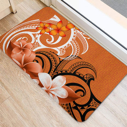 Polynesian Door Mat Polynesian Floral Spirit Orange