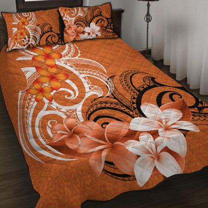 Polynesian Quilt Bed Set Polynesian Floral Spirit Orange