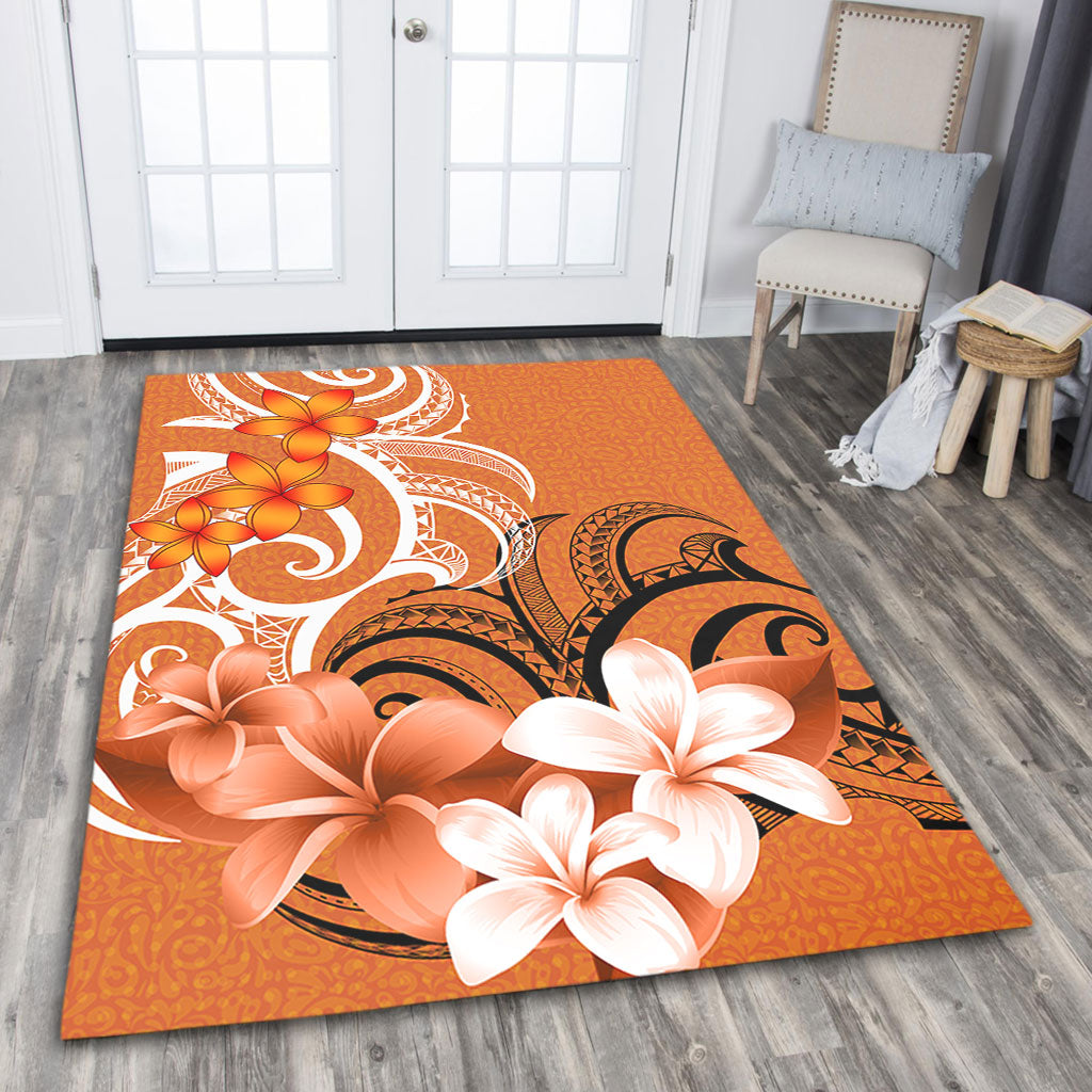 Polynesian Area Rug Polynesian Floral Spirit Orange