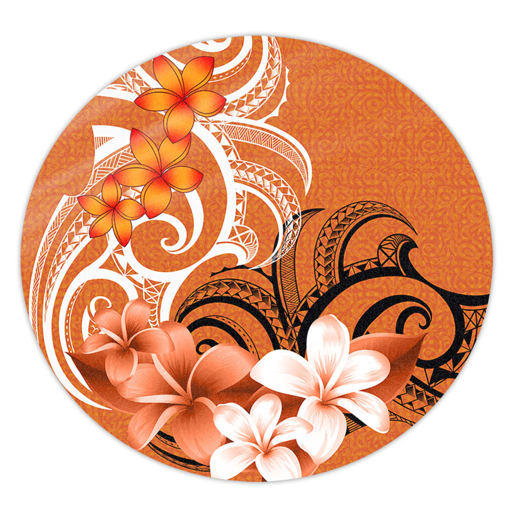 Polynesian Round Rug Polynesian Floral Spirit Orange