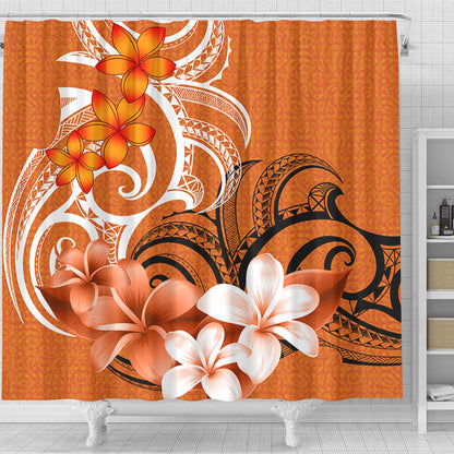 Polynesian Shower Curtain Polynesian Floral Spirit Orange
