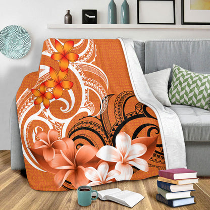 Polynesian Premium Blanket Polynesian Floral Spirit Orange