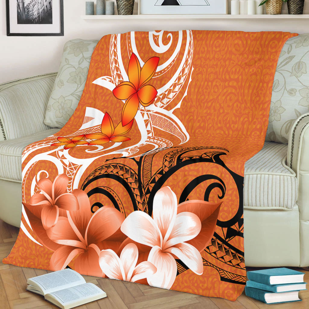 Polynesian Premium Blanket Polynesian Floral Spirit Orange
