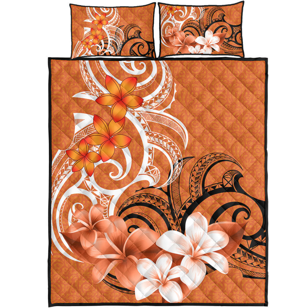 Polynesian Pattern Orange Polynesian Quilt Bed Set Polynesian Floral Spirit Orange | Polynesian.co