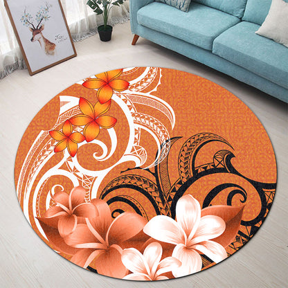 Polynesian Round Rug Polynesian Floral Spirit Orange