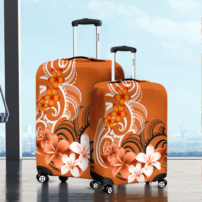 Polynesian Luggage Cover Polynesian Floral Spirit Orange