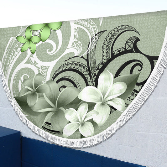 Polynesian Beach Blanket Polynesian Floral Spirit Sage Green