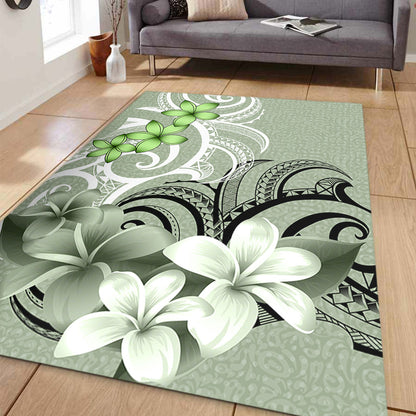 Polynesian Area Rug Polynesian Floral Spirit Sage Green